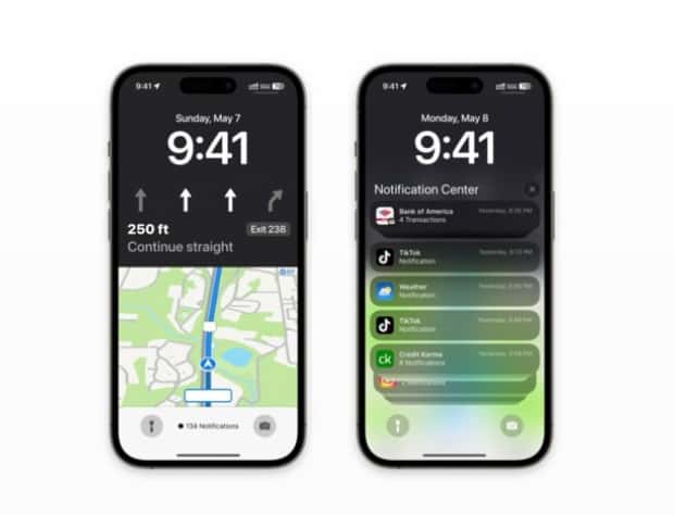 苹果 iOS 17 锁屏地图导航界面采用全新设计