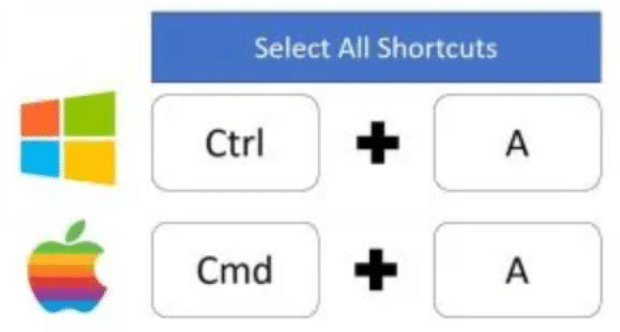 Mac 或 Windows 的全选快捷键是哪个