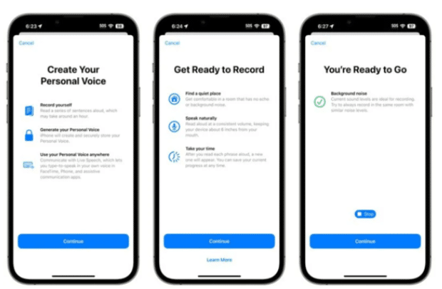 苹果为 iOS 17 带来多项辅助功能更新：支持让 iPhone 模仿用户声音
