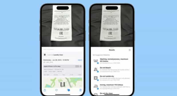 苹果 iOS 17 “看图查询”功能支持识别衣服洗涤标志