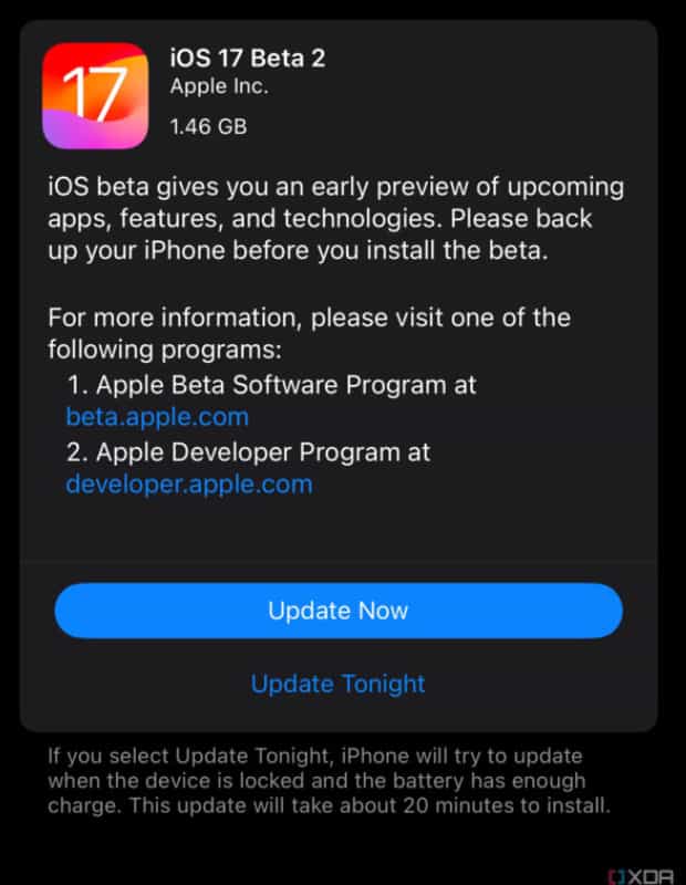苹果发布 iOS 17 开发者预览版 Beta 2