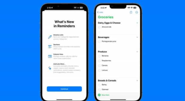 iOS 17 “提醒事项”购物清单支持归类物品，方便用户购物