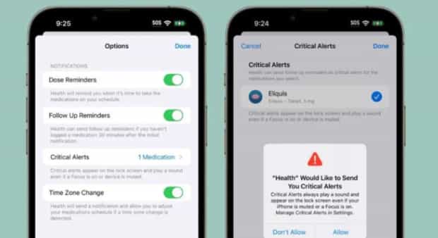 iOS 17 健康应用可提醒用户不要忘记服药