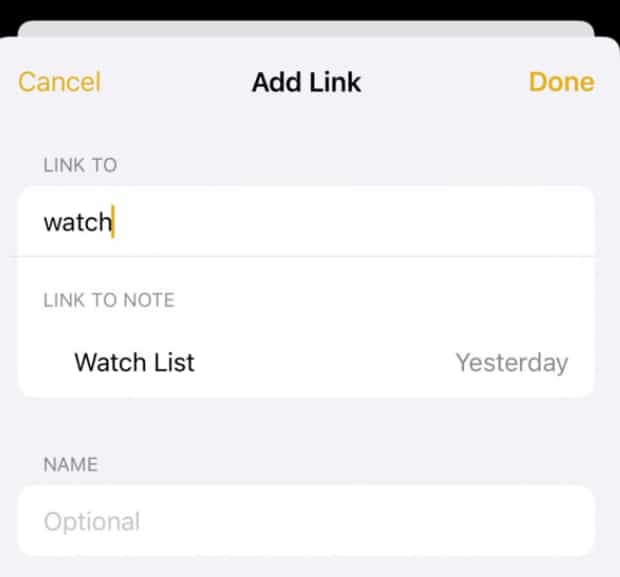 iOS 17 备忘录应用升级：支持添加指向其它笔记的链接