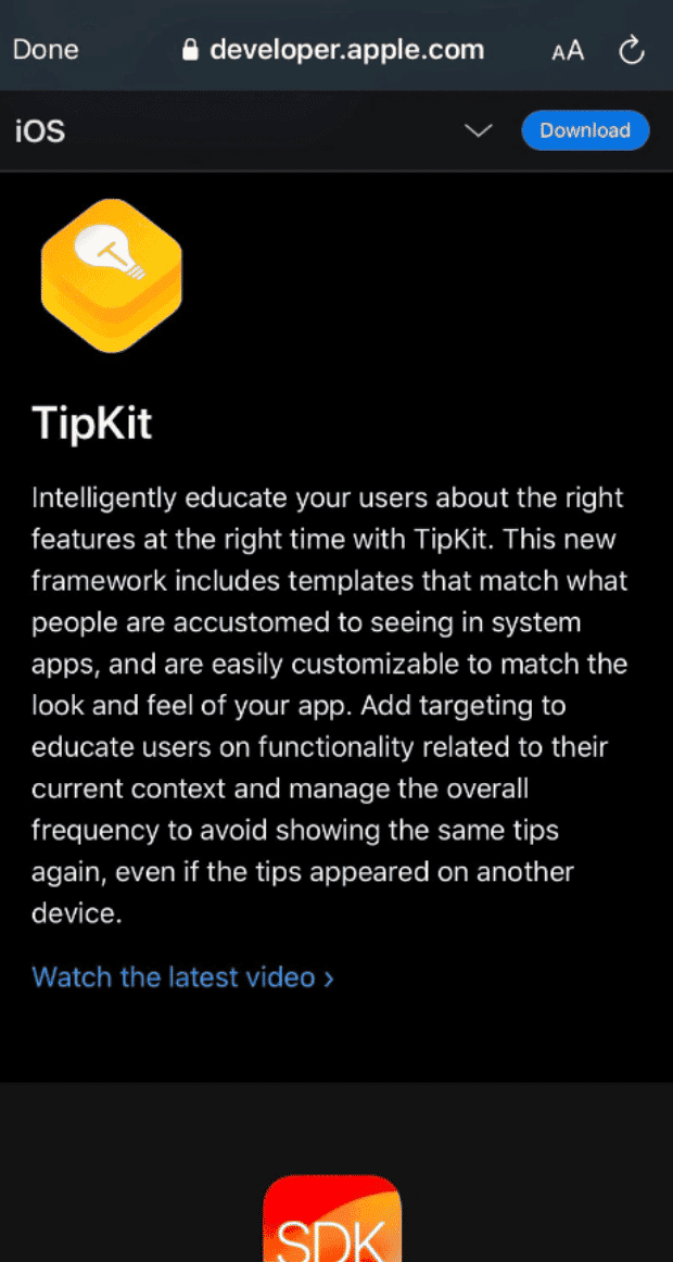 苹果推出 TipKit，为开发者提供 App 教程模板
