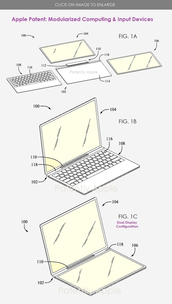 苹果新专利:采用模块化可拆卸设计的 MacBook,满足不同场景需求