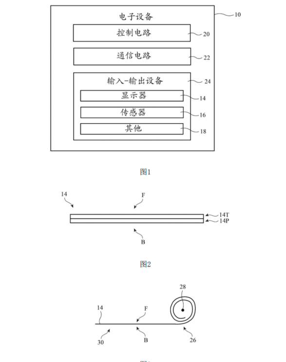 苹果新专利:具有可卷曲显示器的电子设备