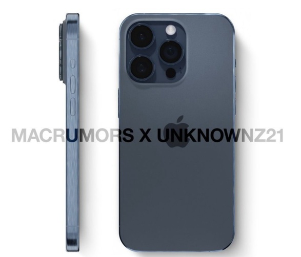 苹果 iPhone 15 Pro 系列手机渲染图曝光:深蓝色外观/钛合金边框