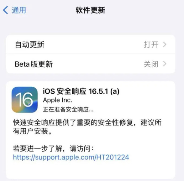 苹果向 iOS 16.5.1 等系统发布安全响应更新