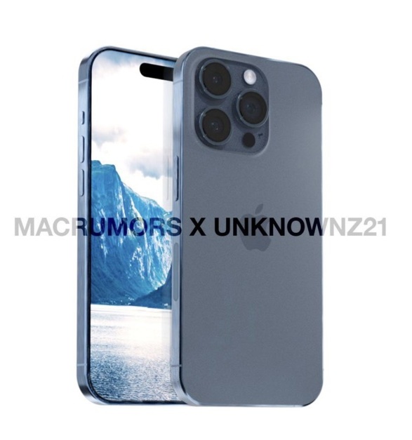 苹果 iPhone 15 Pro 系列手机渲染图曝光:深蓝色外观/钛合金边框