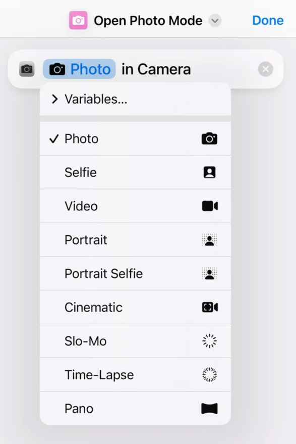 苹果 iOS 17 支持通过捷径启用 9 种不同的相机模式