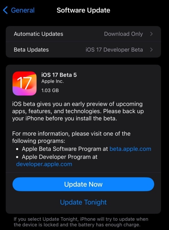 苹果发布 iOS 17/iPadOS 17 开发者预览版 Beta 5:改进多项功能