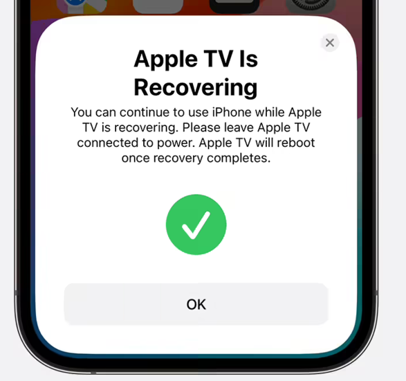苹果 iOS 17 支持让用户使用 iPhone 恢复 Apple TV