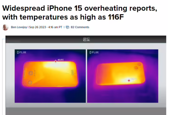 用户反馈 iPhone 15 Pro 系列机型发热问题：通话 5 分钟升至 42°C