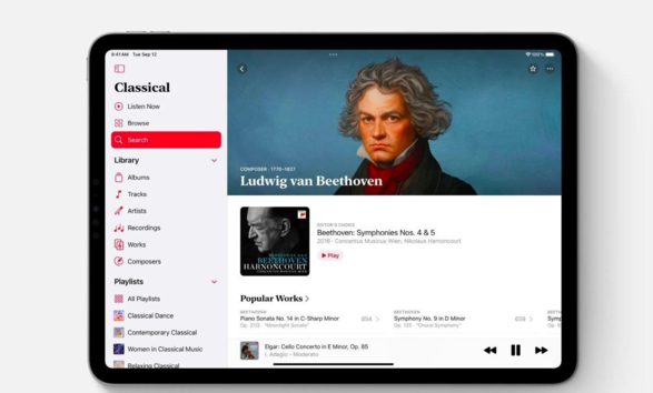 苹果对 Apple Music 古典乐应用进行重大更新，推出 iPad 版