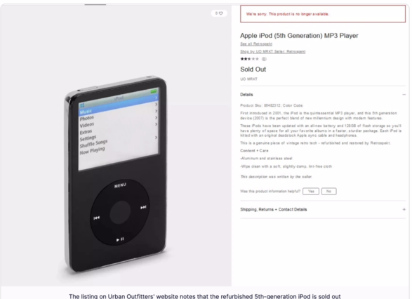 苹果 iPod Video 播放器翻新后受热捧：更换电池，增加 128 GB 闪存