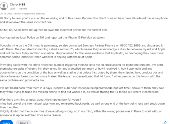 英国消费者反馈：在官网订购 iPhone 15，但收到的是旧款机型