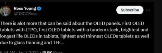 苹果 M3 iPad Pro 将首次引入 OLED 屏：亮度高、寿命长、机身薄