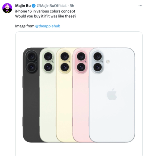 疑似苹果 iPhone 16 手机设计图流出：回归竖排双摄设计