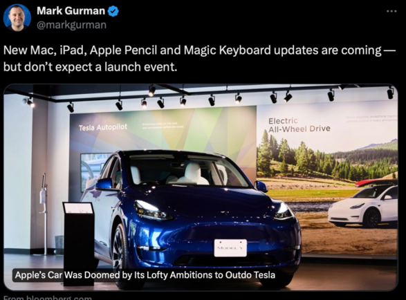 消息称苹果有望本周以新闻稿形式发布 OLED iPad Pro/M3 MacBook Air 等产品