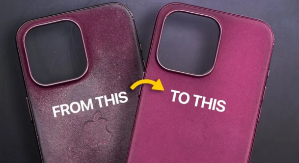 视频显示苹果 iPhone 15 精织斜纹保护套易于修复