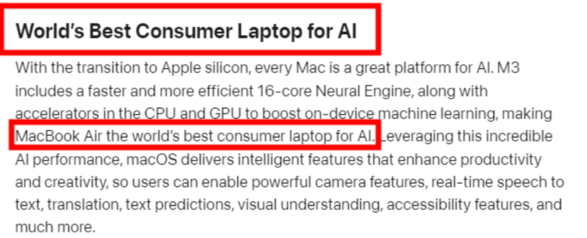苹果宣称：新款 MacBook Air 是“用于 AI 的全球最佳消费级笔记本电脑”