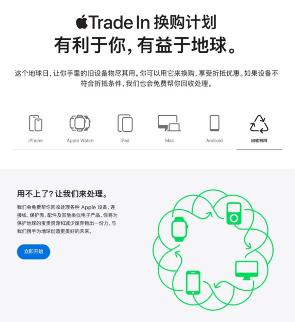 苹果迎接地球日，更新官网换购和回收页面