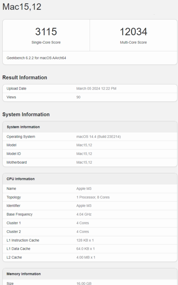 Geekbench 出现大量“Mac15,12”测试成绩，或为新一代 Mac mini