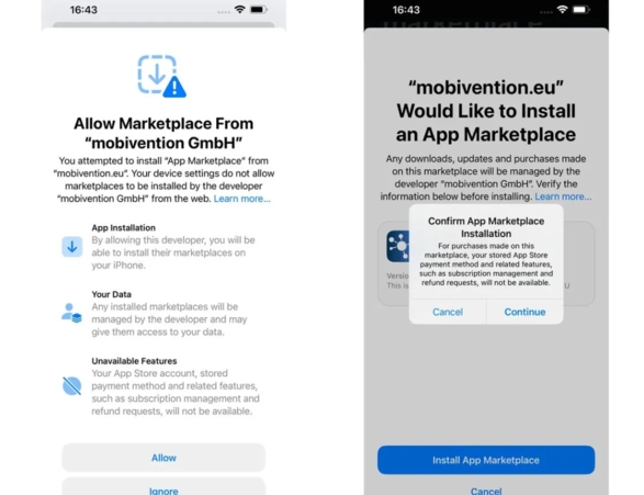 欧洲 iPhone 用户安装第三方应用商店时，需经历十多次屏幕交互