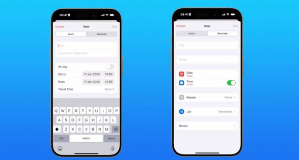 苹果 iOS 18 日历 App 支持创建和管理提醒事项，无需来回切换