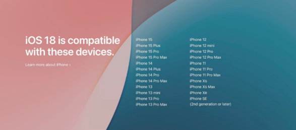 苹果 iOS / iPadOS 18 支持机型及升级方法