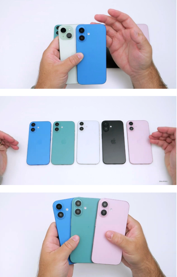 蓝、粉、白、黑、绿，苹果 iPhone 16 机模上线