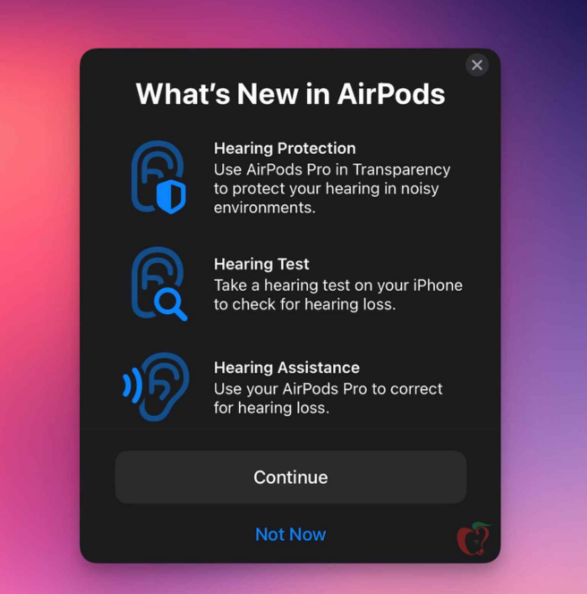 iOS 18.1 Beta 5中隐藏了‌AirPods Pro‌ 2的助听器功能