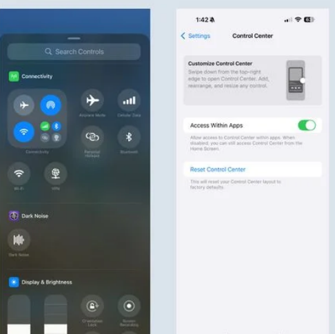 iOS 18.1 Beta 5新功能：快速重置自定义控制中心，控制按钮加入新的自拍相机选项