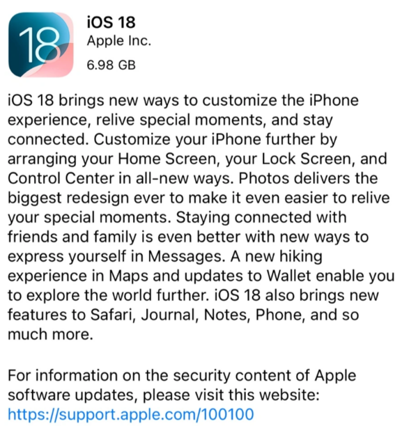 苹果 iOS / iPadOS 18 RC 版、17.7 RC 版更新发布