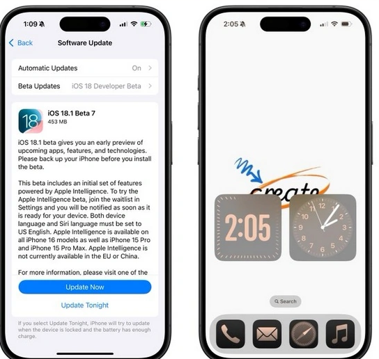 iOS / iPadOS 18.1 Beta 7 发布：时钟小部件支持半透明设计