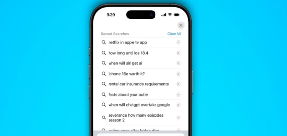 苹果 iOS 18.4 Safari 浏览器新标签地址栏显示近期搜索