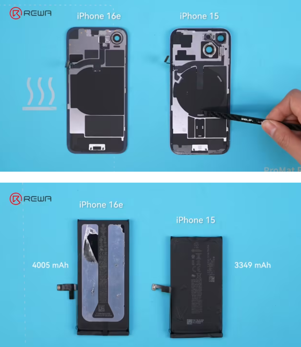 iPhone 16e 电池拆解：4005mAh 电池，比 iPhone 16 大 12%