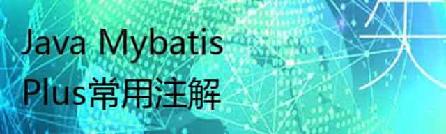 Java MybatisPlus常用注解