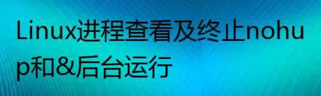 Linux 进程查看及终止 nohup和&后台运行