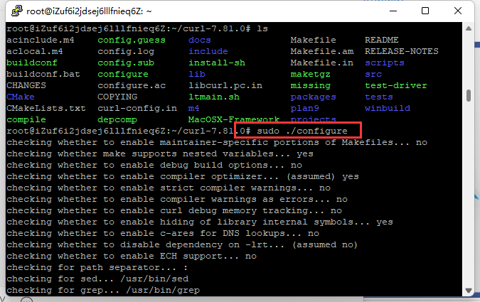 sudo ./configure sudo ./configure