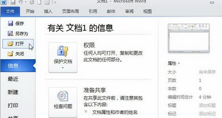 打开word2010文档一般是指什么
